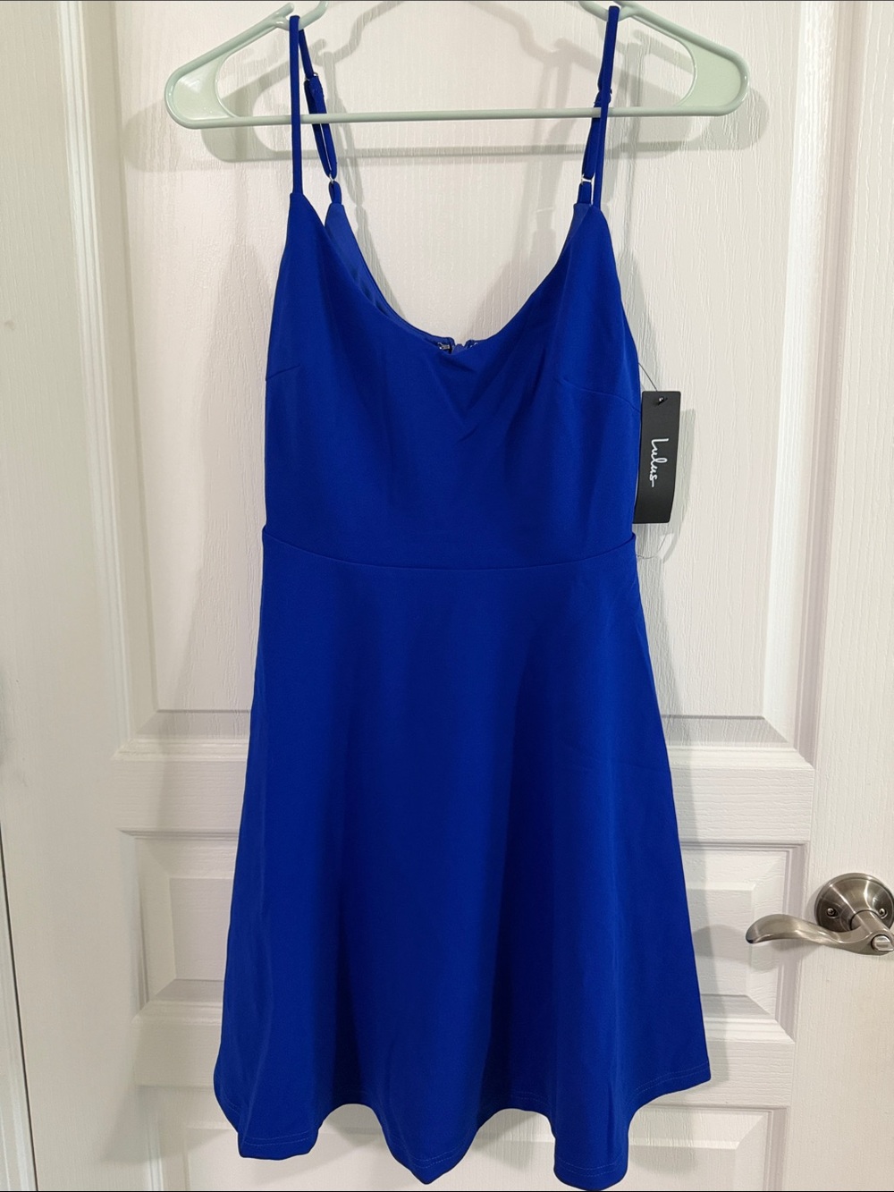 Lulu's Cobalt Blue Spaghetti Strap A-Line Mini Dress